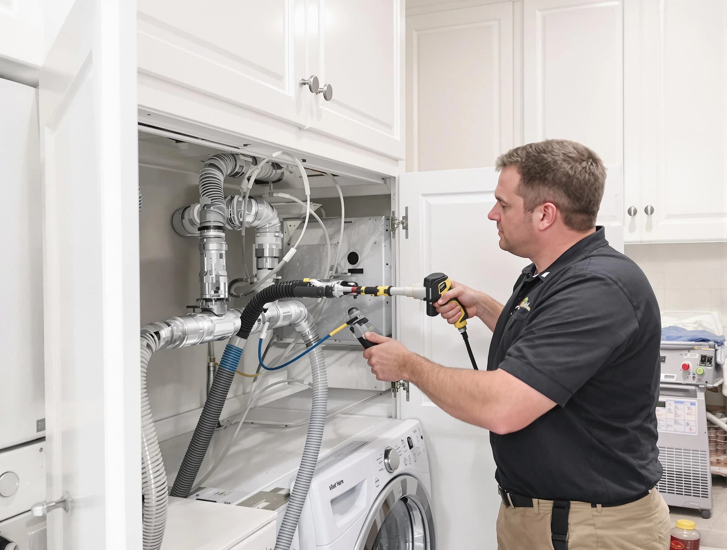 Allegheny Dryer Vent Cleaning professional removing severe blockage from a clogged dryer vent in Allegheny